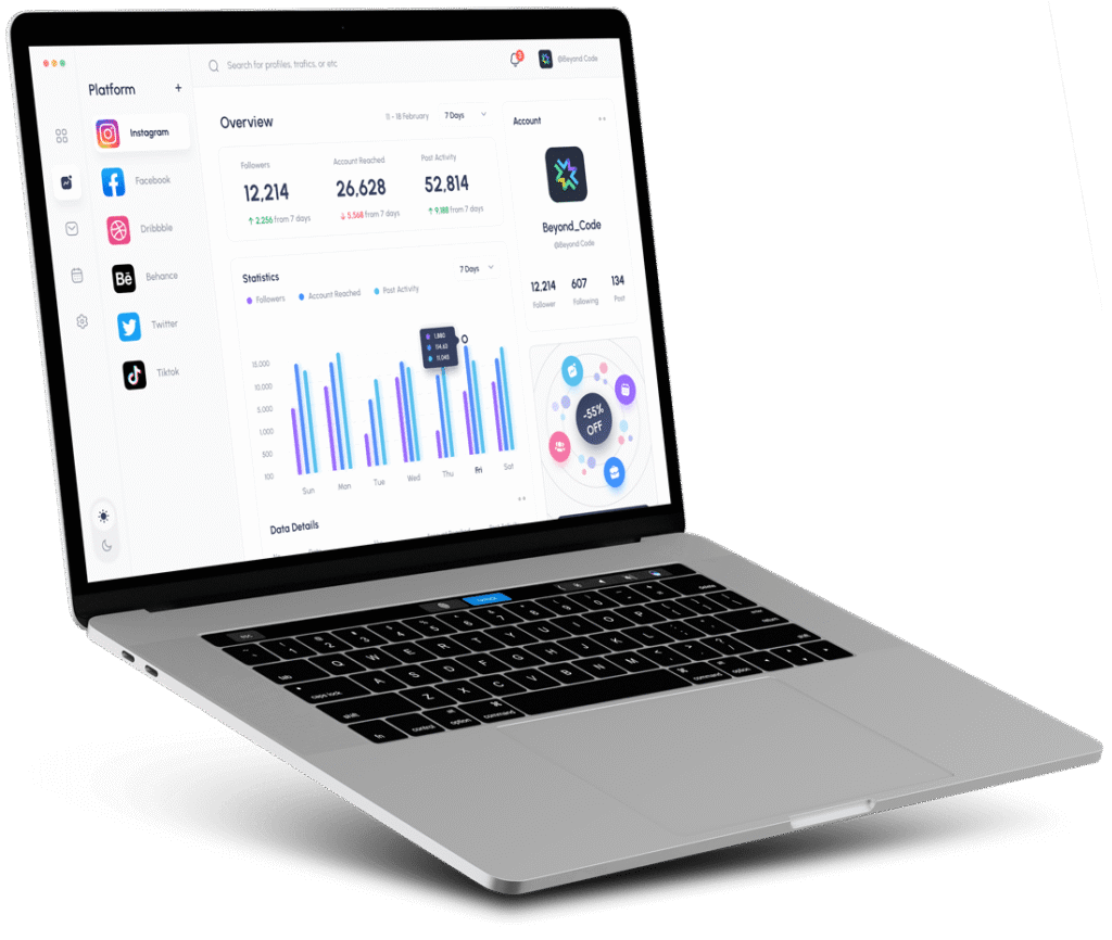 Interfaz del curso en una laptop